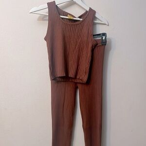 Daysi set ribbed knit tank top Y2K and leggings size M color Mocha 326